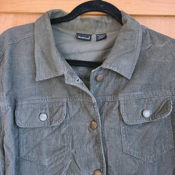 Vintage 90s North Crest 2X Green Corduroy Granola Girl Grunge Jacket Shacket 2XL - Picture 7 of 10